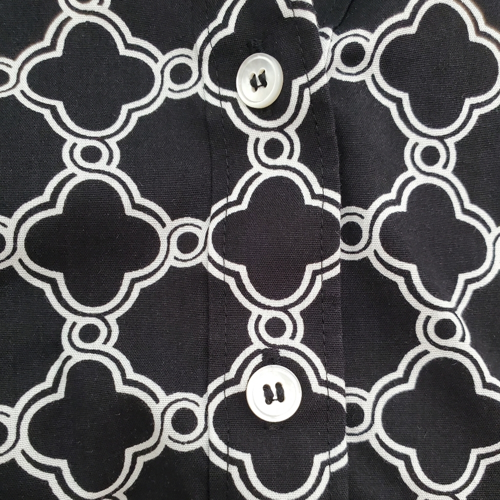 Talbots Black And White Patterned Button Down Shi… - image 4